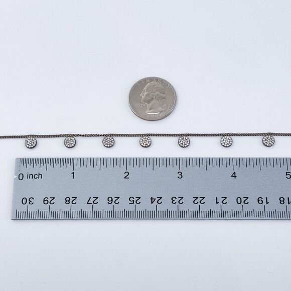 Vintage Sterling Silver 925 Adjustable Cubic Zirconia Charm Necklace 15"-17" - Picture 3 of 4